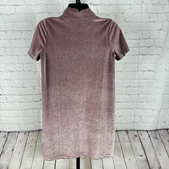 Madewell Mockneck Velvet Mini Mauve Shift Dress Size XXS - Picture 4 of 7